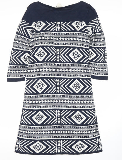 Monsoon Women's Blue Geometric Shift Dress Size 8