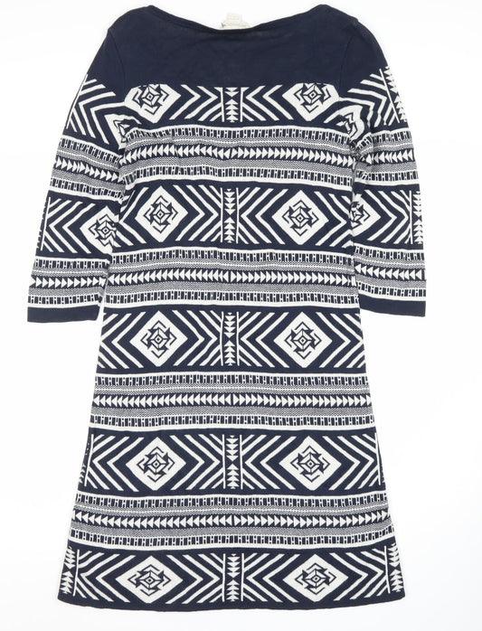 Monsoon Women's Blue Geometric Shift Dress Size 8