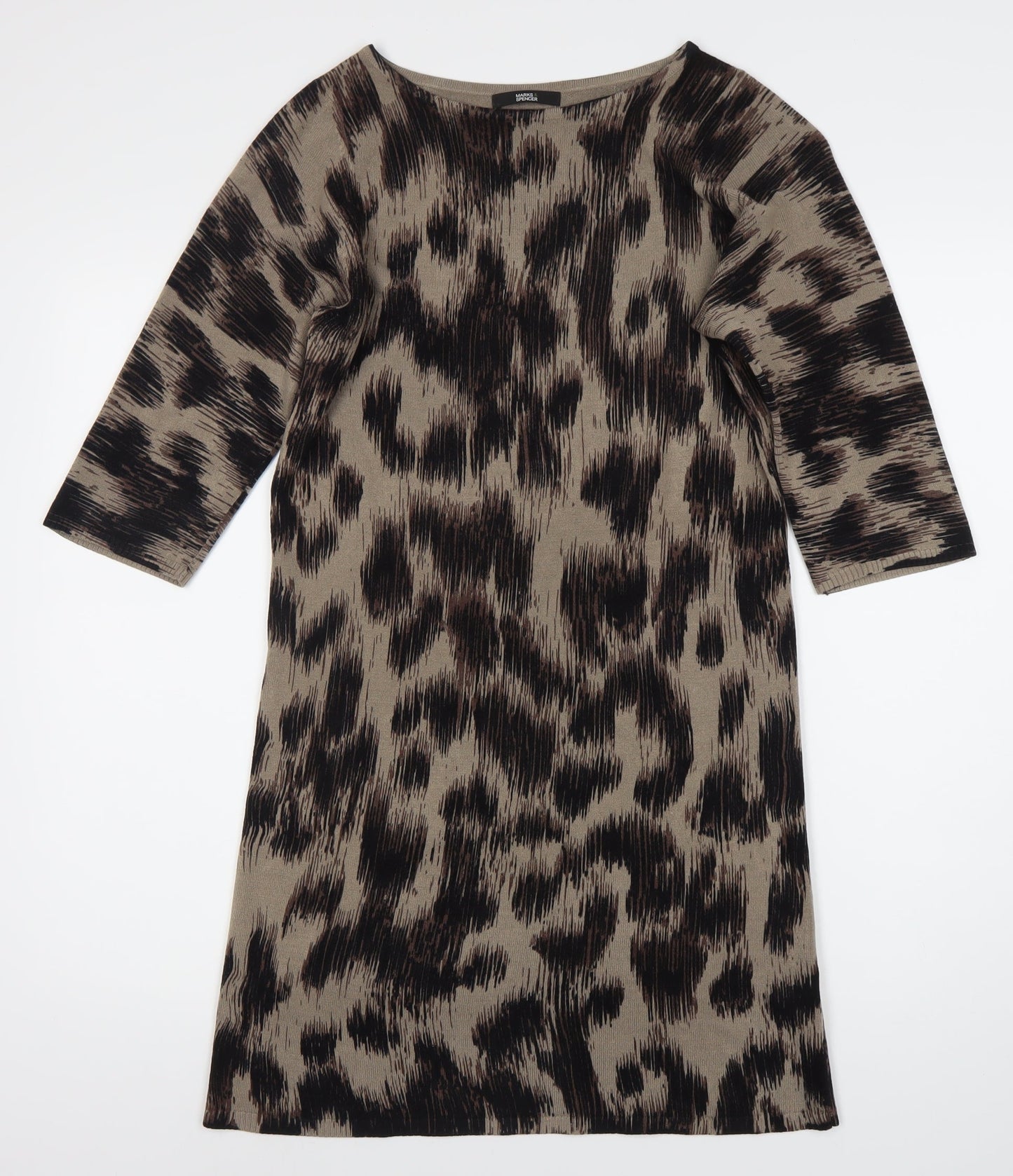 Marks and Spencer Women's Brown Animal Print Dress, Size 12