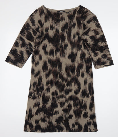 Marks and Spencer Women's Brown Animal Print Dress, Size 12
