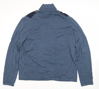 Marks and Spencer Men's 2XL Blue Striped Cardigan