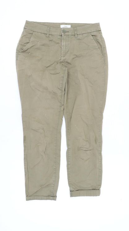 Womens UK Size 8 H&M Regular Fit Chino Green Trousers