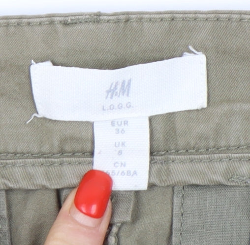 Womens UK Size 8 H&M Regular Fit Chino Green Trousers