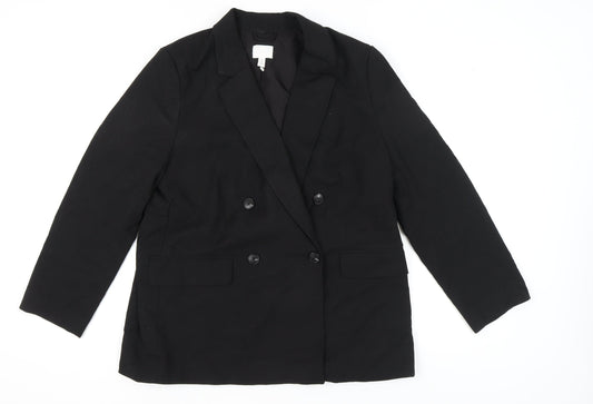 H&M Women's Black Double-Breasted Blazer L