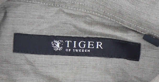 Tiger of Sweden Men's Grey Striped Button-Up Shirt