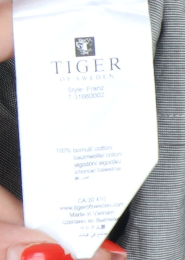 Tiger of Sweden Men's Grey Striped Button-Up Shirt