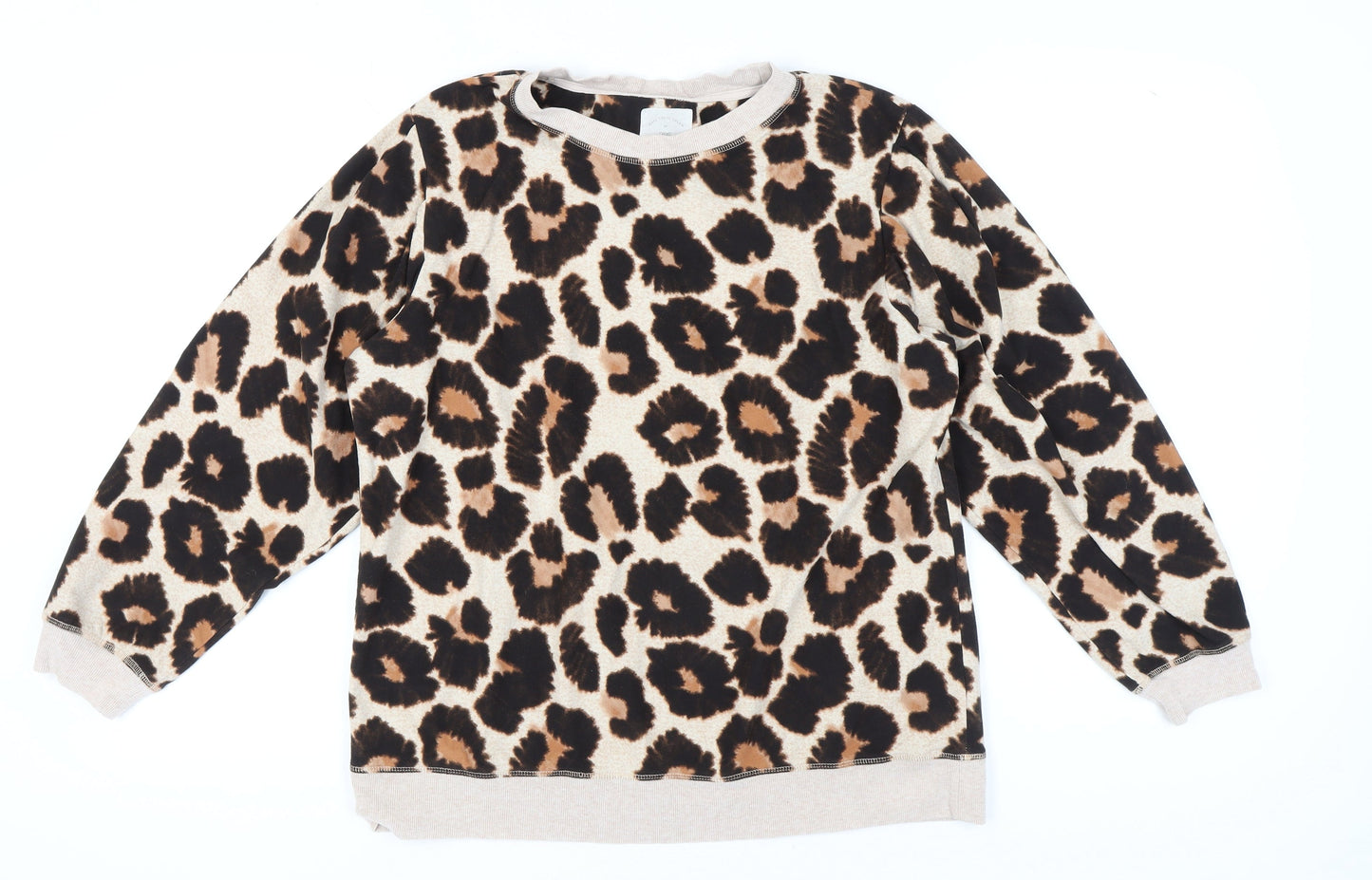Next Women's Beige Animal Print Jumper Pyjama Top Size 18