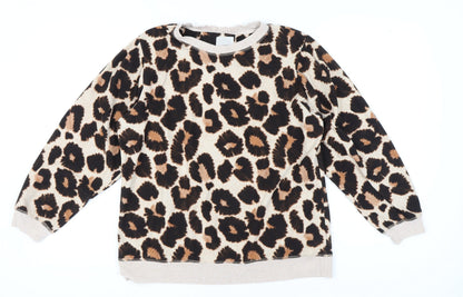 Next Women's Beige Animal Print Jumper Pyjama Top Size 18