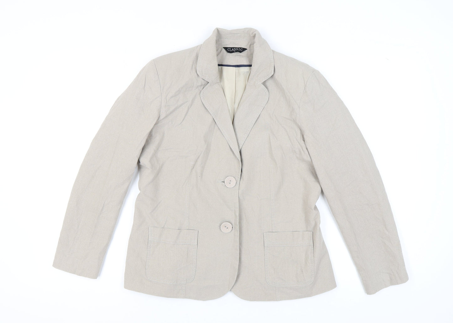 Womens UK Size 14 Classic Regular Beige Blazer