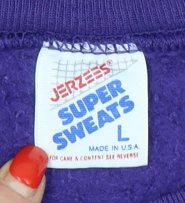 Jerzees Unisex Purple Graphic Pullover Sweatshirt L
