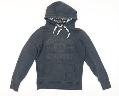 Mens UK Size M Superdry Blue Pullover Hoodie
