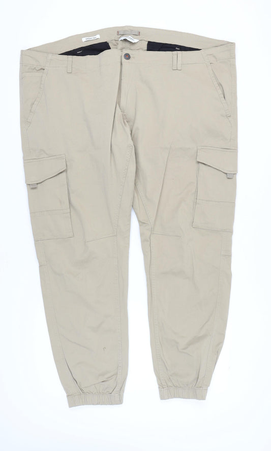 Jack & Jones Men's Beige Cargo Trousers Size 50