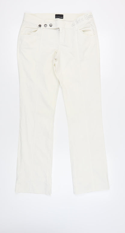 Calvin Klein Women's Ivory Cotton Trousers, Size 31