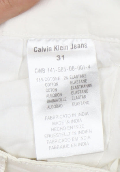 Calvin Klein Women's Ivory Cotton Trousers, Size 31