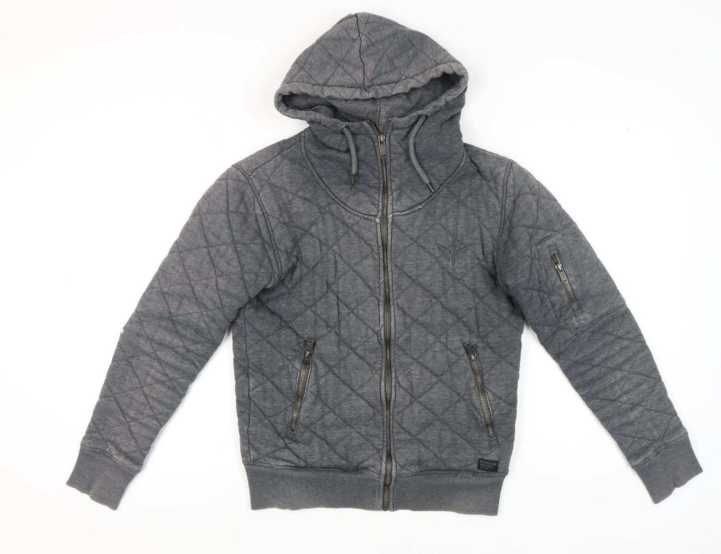 Mens UK Size S Firetrap Grey Full Zip Hoodie