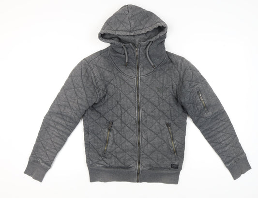 Mens UK Size S Firetrap Grey Full Zip Hoodie