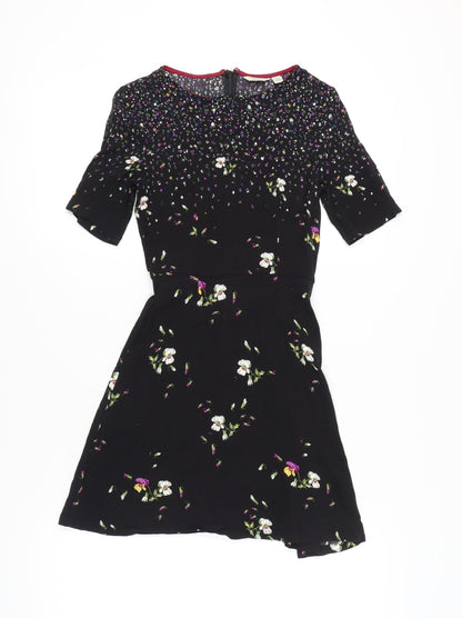 Jack Wills Women's Black Floral Dress Size 6