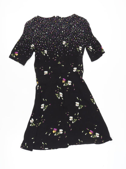 Jack Wills Women's Black Floral Dress Size 6