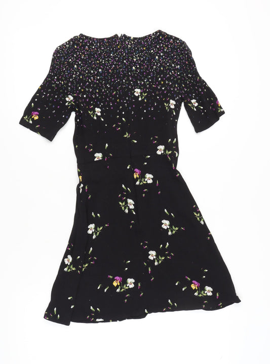 Jack Wills Women's Black Floral Dress Size 6