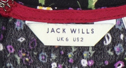 Jack Wills Women's Black Floral Dress Size 6