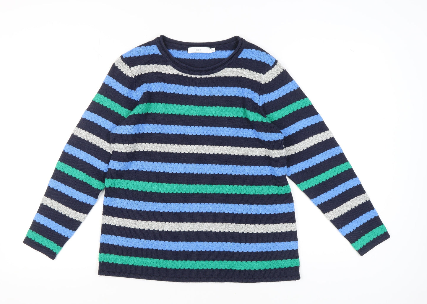 Womens UK Size M Isle Blue Pullover Jumper