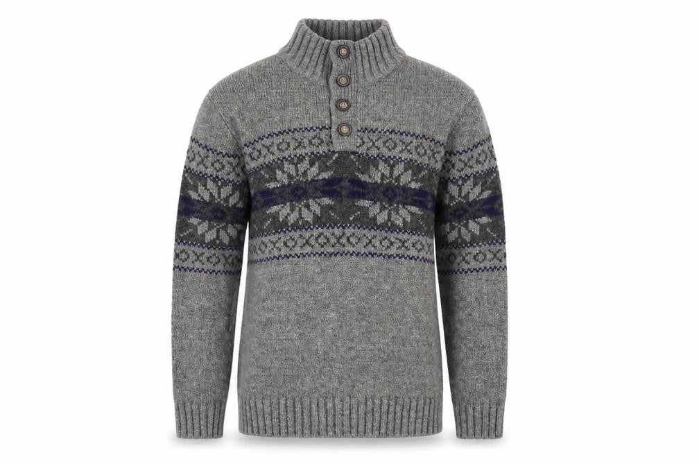Mens UK Size L Maine New England Grey Henley Jumper