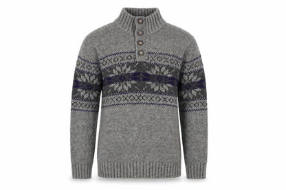 Mens UK Size L Maine New England Grey Henley Jumper