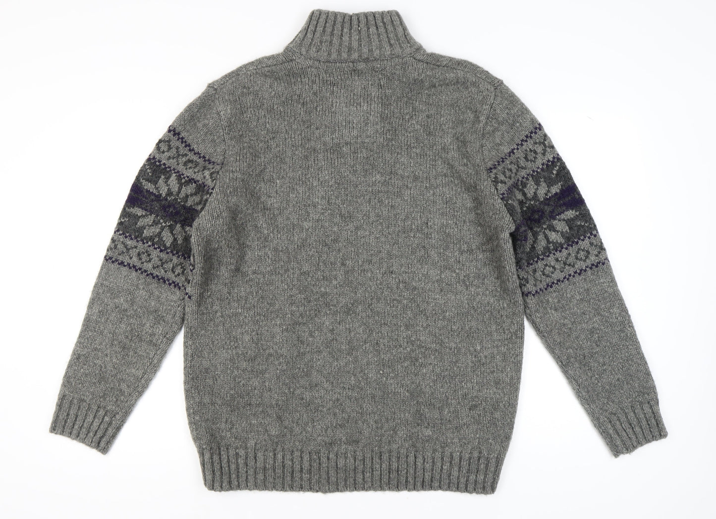Maine New England Men's Grey Cable Knit Henley L