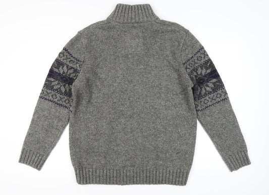 Maine New England Men's Grey Cable Knit Henley L