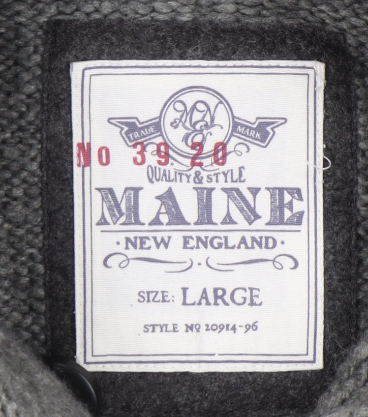 Maine New England Men's Grey Cable Knit Henley L