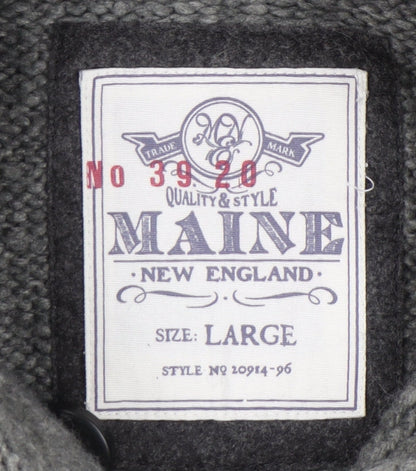 Maine New England Men's Grey Cable Knit Henley L