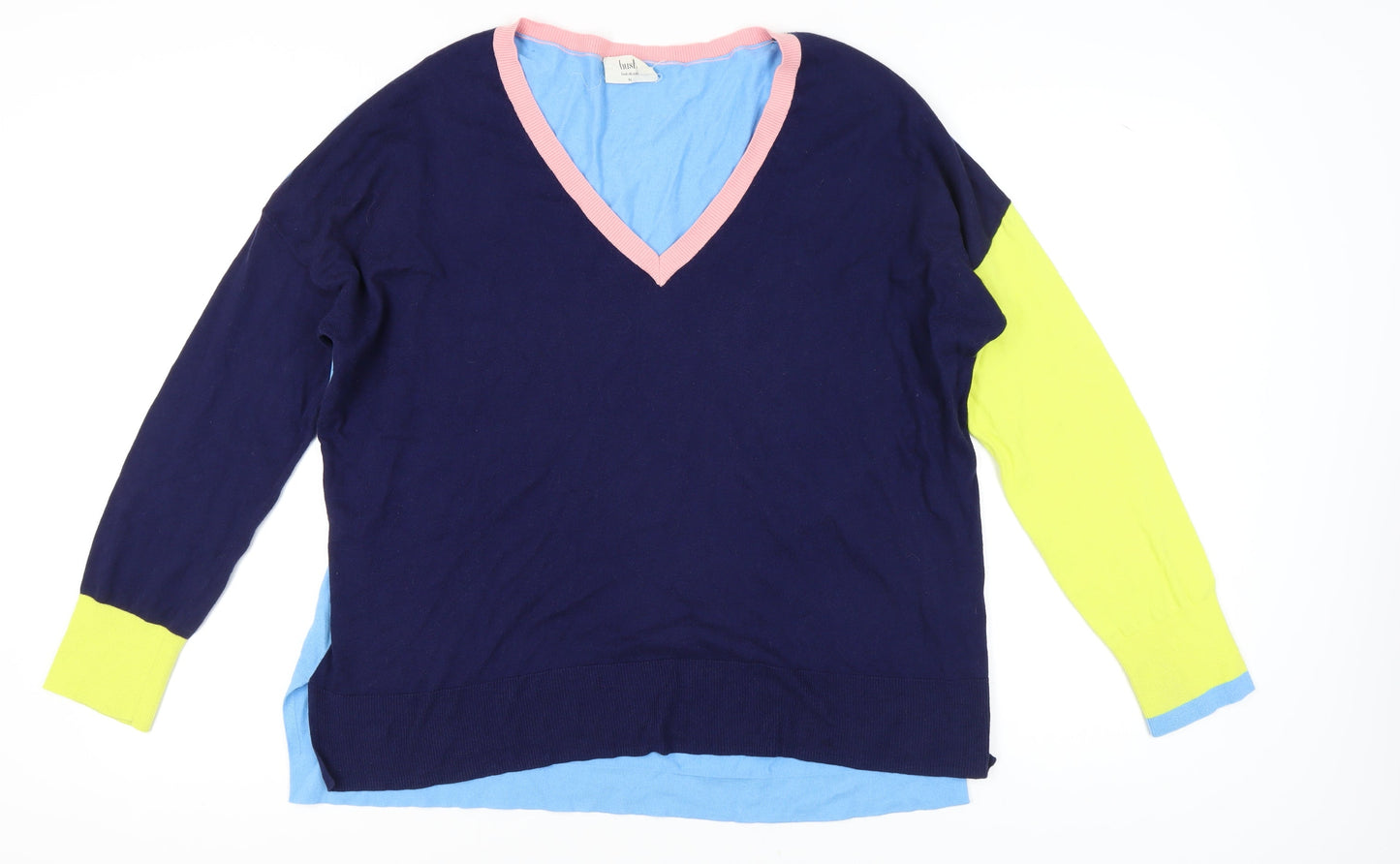 Hush Women's Multicoloured V-Neck Pullover Jumper XL