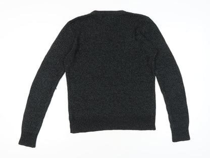 Firetrap Men's Black Pullover Jumper, Size S, Crew Neck