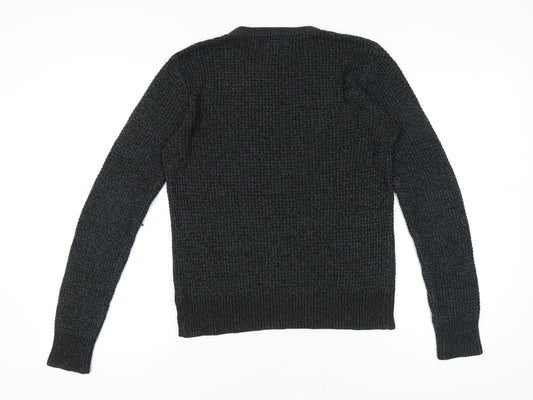 Firetrap Men's Black Pullover Jumper, Size S, Crew Neck