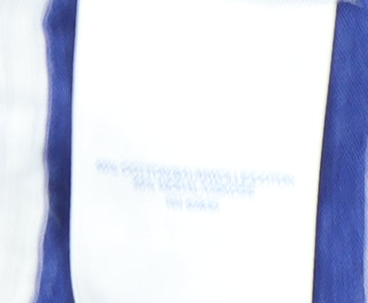 Lands' End Women's Blue Striped V-Neck T-Shirt M