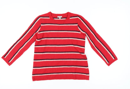 Jigsaw Women’s Red Striped Wool Blend Jumper, Size S