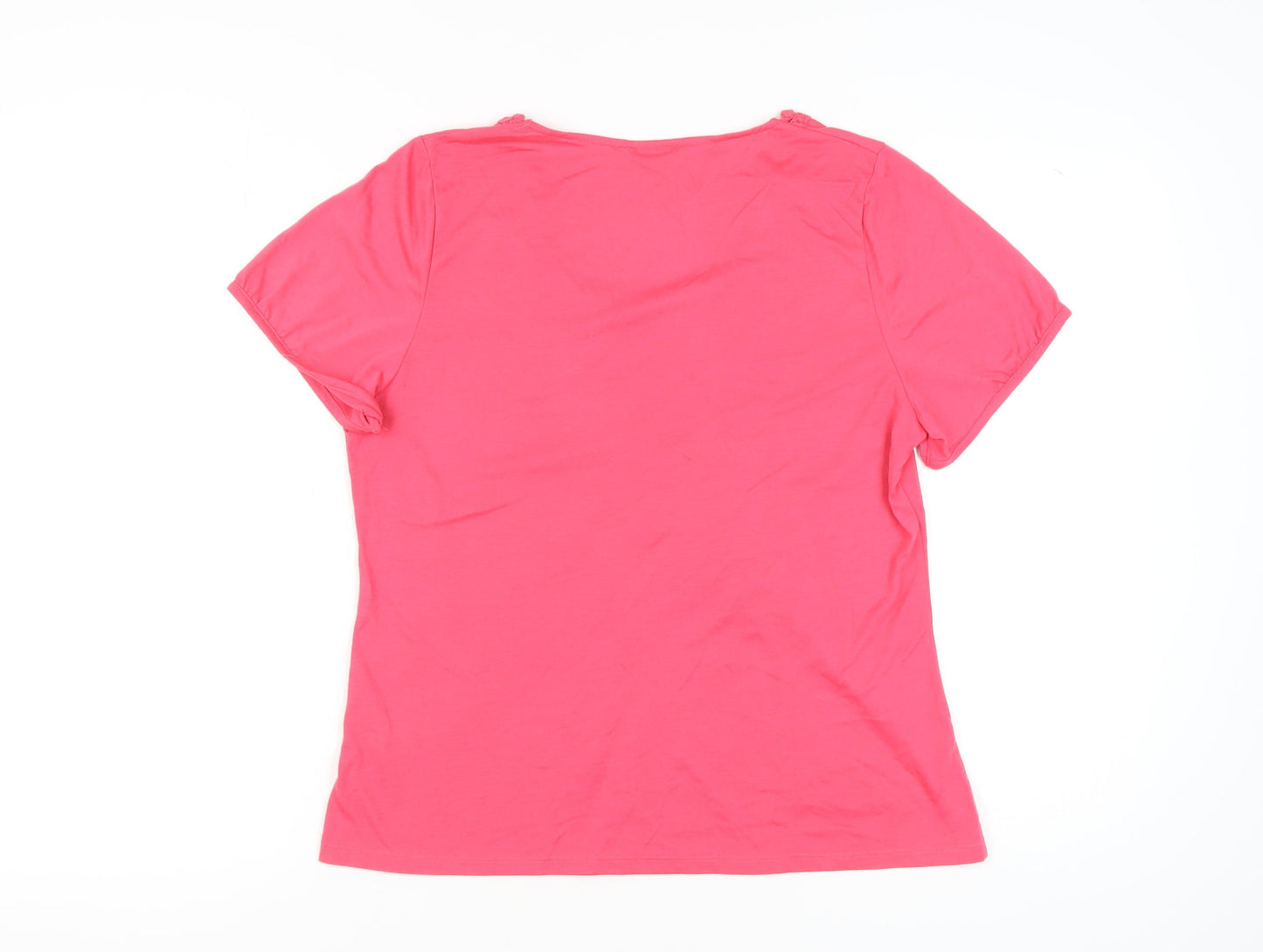 Cotton Traders Pink Crochet Scoop Neck T-Shirt, Size 14