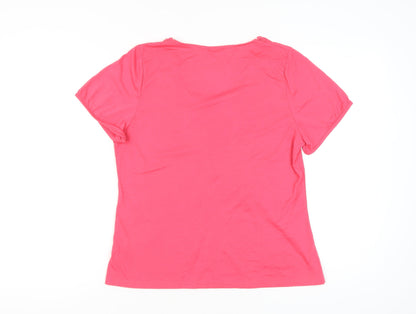 Cotton Traders Pink Crochet Scoop Neck T-Shirt, Size 14