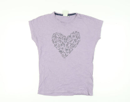 Womens UK Size 8 Weird Fish Purple Basic T-Shirt