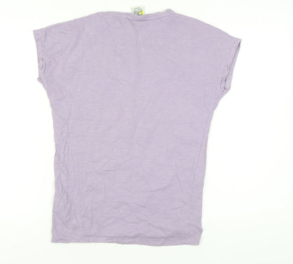 Womens UK Size 8 Weird Fish Purple Basic T-Shirt