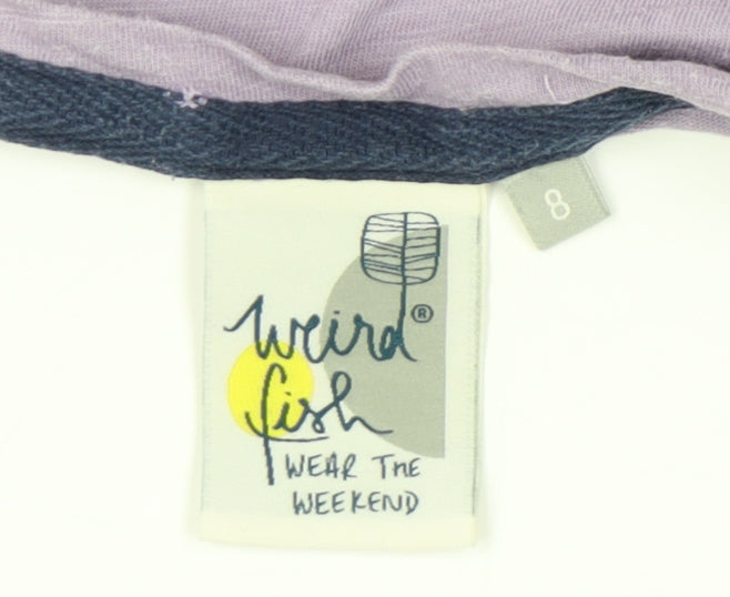 Womens UK Size 8 Weird Fish Purple Basic T-Shirt