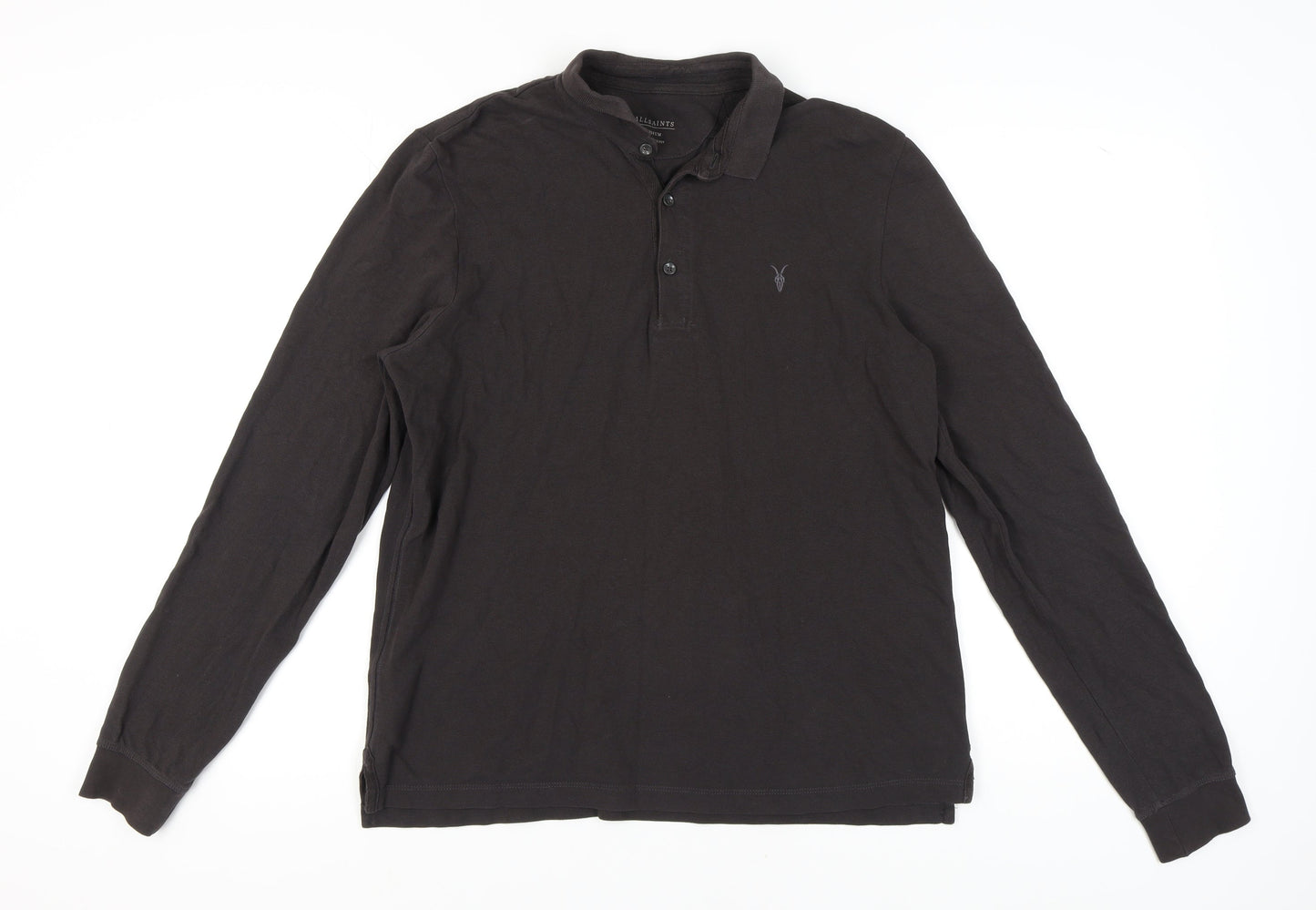 AllSaints Black Long Sleeve Men's Polo M