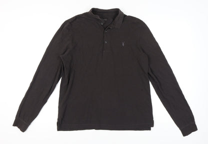 AllSaints Black Long Sleeve Men's Polo M