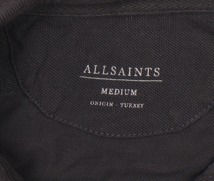 AllSaints Black Long Sleeve Men's Polo M
