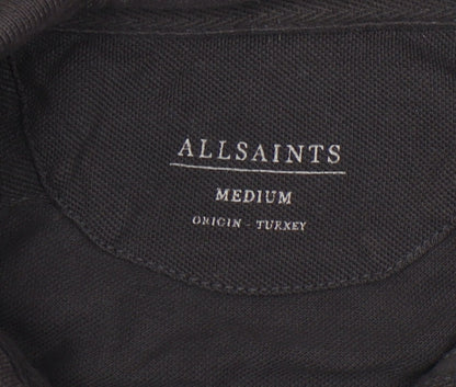 AllSaints Black Long Sleeve Men's Polo M