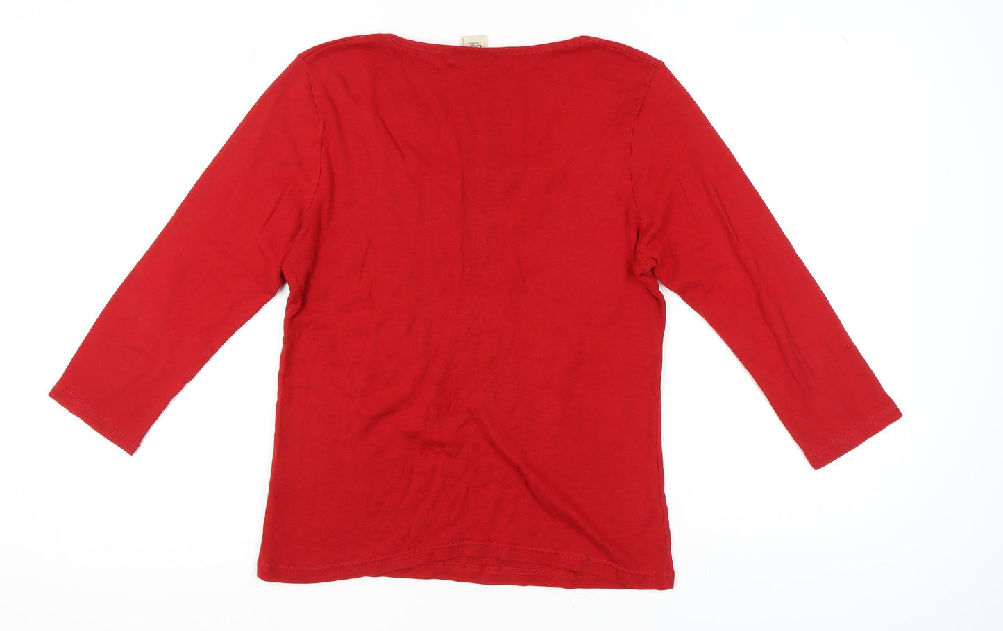 Cotton Traders Red Square Neck 3/4 Sleeve Top Size 10