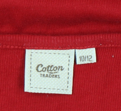 Cotton Traders Red Square Neck 3/4 Sleeve Top Size 10