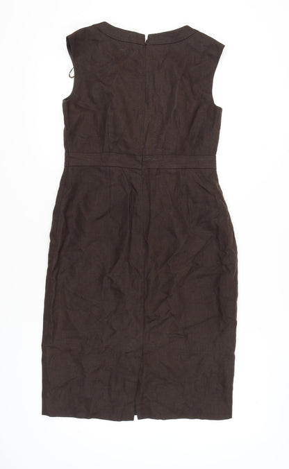 Episode Brown Linen Sheath Dress Women Size 12