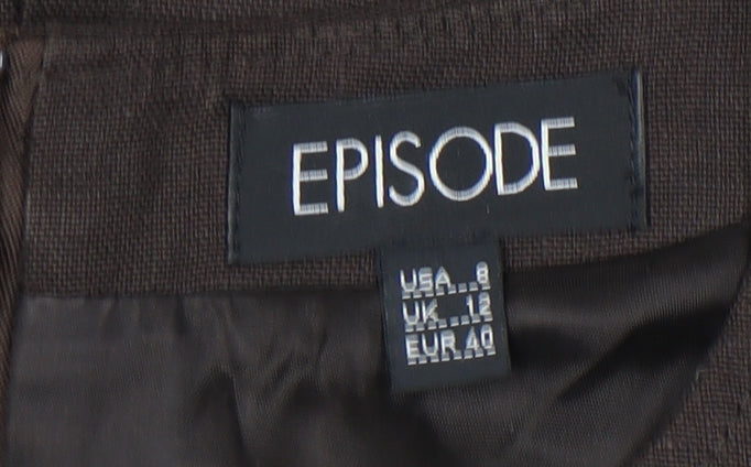 Episode Brown Linen Sheath Dress Women Size 12