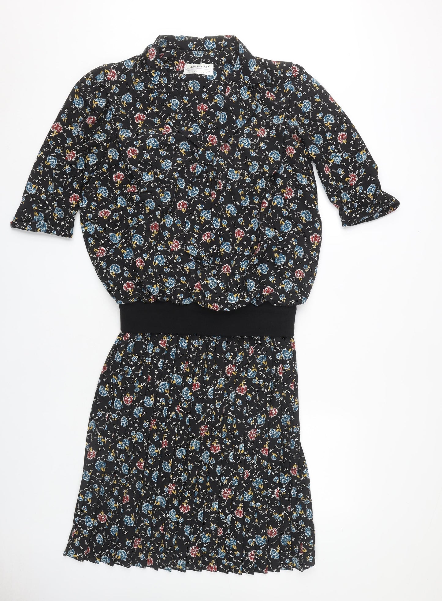 Berkertex Women's Black Floral Sheath Dress, Size 12